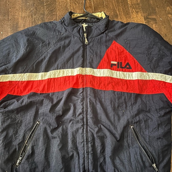 Vintage 90s FILA  Ski Puffer Jacket Nylon Parka Down Red White Blue - Picture 1 of 3